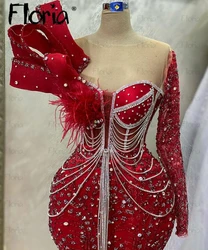 Vestido De noche De manga larga nigeriano, vestido De fiesta De boda De lujo con cuentas y borlas, talla grande, Dubai