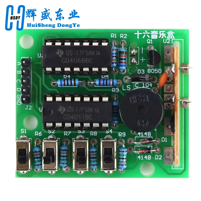 16 музыкальных звуковых блоков BOX-16, плата, 16-тональный электронный модуль, комплект «сделай сам», детали, компоненты, обучающие наборы для практики пайки для Arduino
