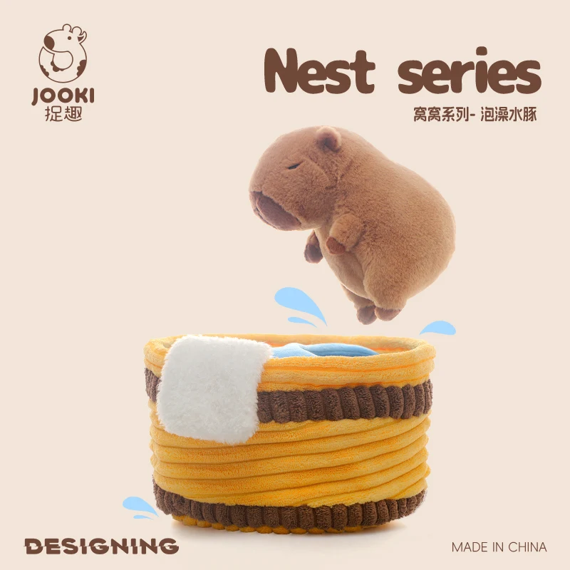 Adorable Capybara Stuffed Animals Two-in-one Doll Taking Bath in Tub Plush Toy Cute Detachable Throw Pillow Spa Day Fun Gift