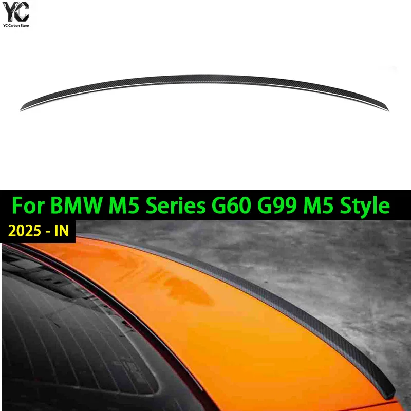 Real Dry Carbon Fiber Automotive Rear Trunk Spoiler WingTail For BMW 5 Series G60 i5 G60 BEV M5 G90 2024-IN Car Styling Trim