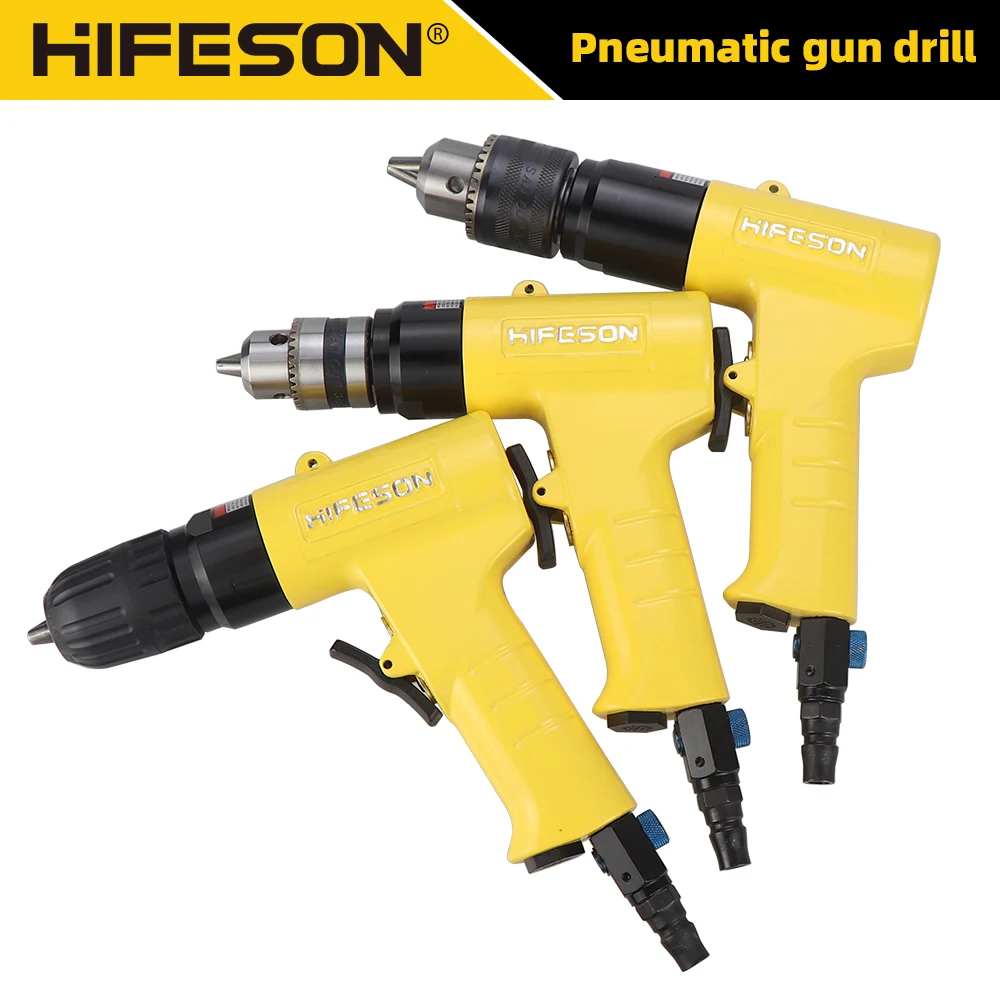 

HIFESON 1/2 or 3/8 Pneumatic Drill Multifunctional Air Drill for Drilling and Screwing 750-1500RPM Speed Drilling Machine