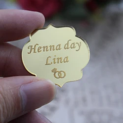 25/50/100pcs Personalized Acrylic Tag Custom Wedding Name Baby Baptism Mirror Silver Gold Engraved Tag Decoration Gift