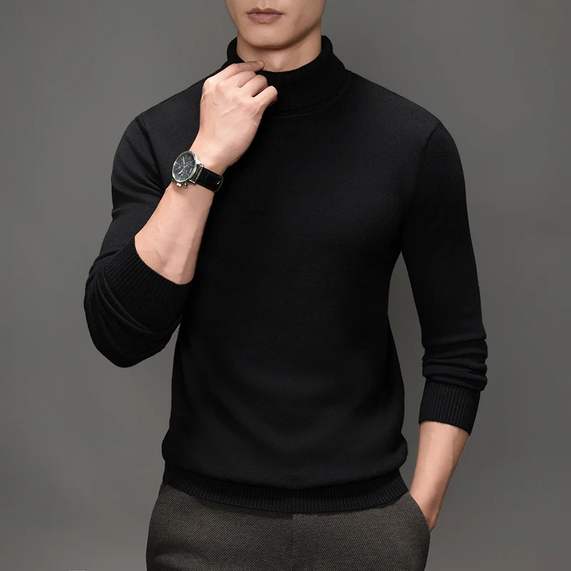 

2024New Men's Autumn and Winter Simple Turtleneck Bottoming Sweater Fashionable All-Matching