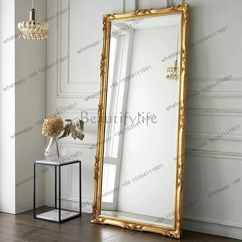 

European style, full-length mirror wall-mounted handmade, floor-to-ceiling, French medieval cloakroom full-length mirror
