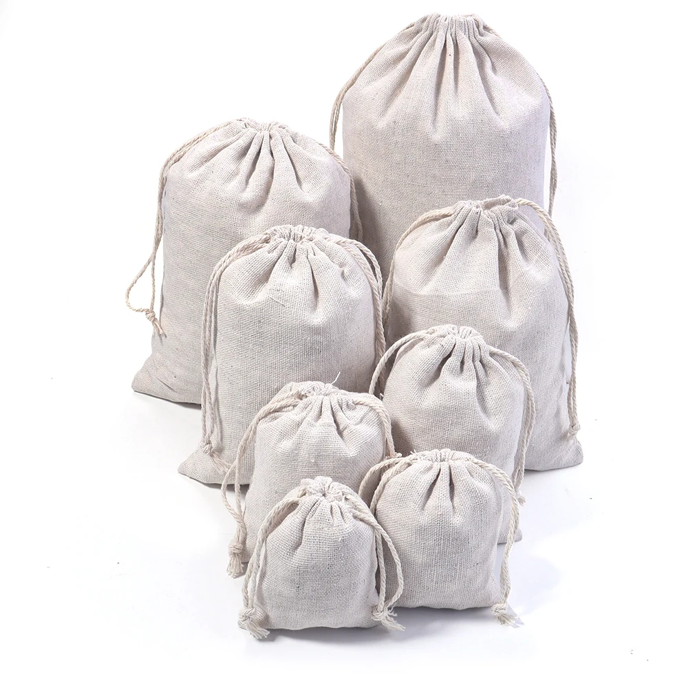 5-10 teile/los Jute Kordelzug Taschen Geschenk Beutel Kleine Beutel Tasche Schmuck Lagerung Tasche Weihnachten Geschenk Tasche Gurtband Verpackung taschen – Detail 2