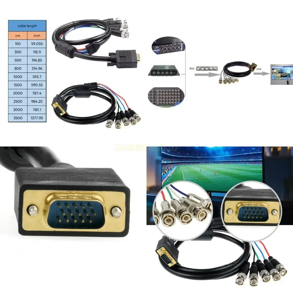 F62C VGAから5 BNC RGBHVケーブル双方向相互通信同軸は非常に明確に