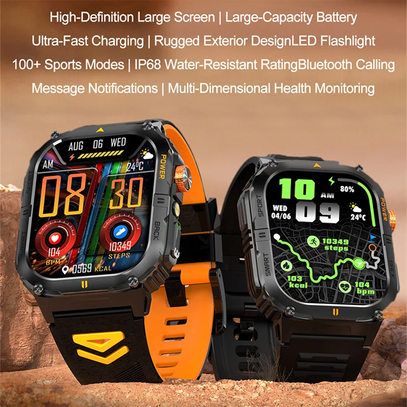 2026 New Grade Outdoor GPS Smart Watch Compass Heart Rate IP68 Professional Waterproof 2.01 HD AMOLED Bluetooth Call Smart Watch