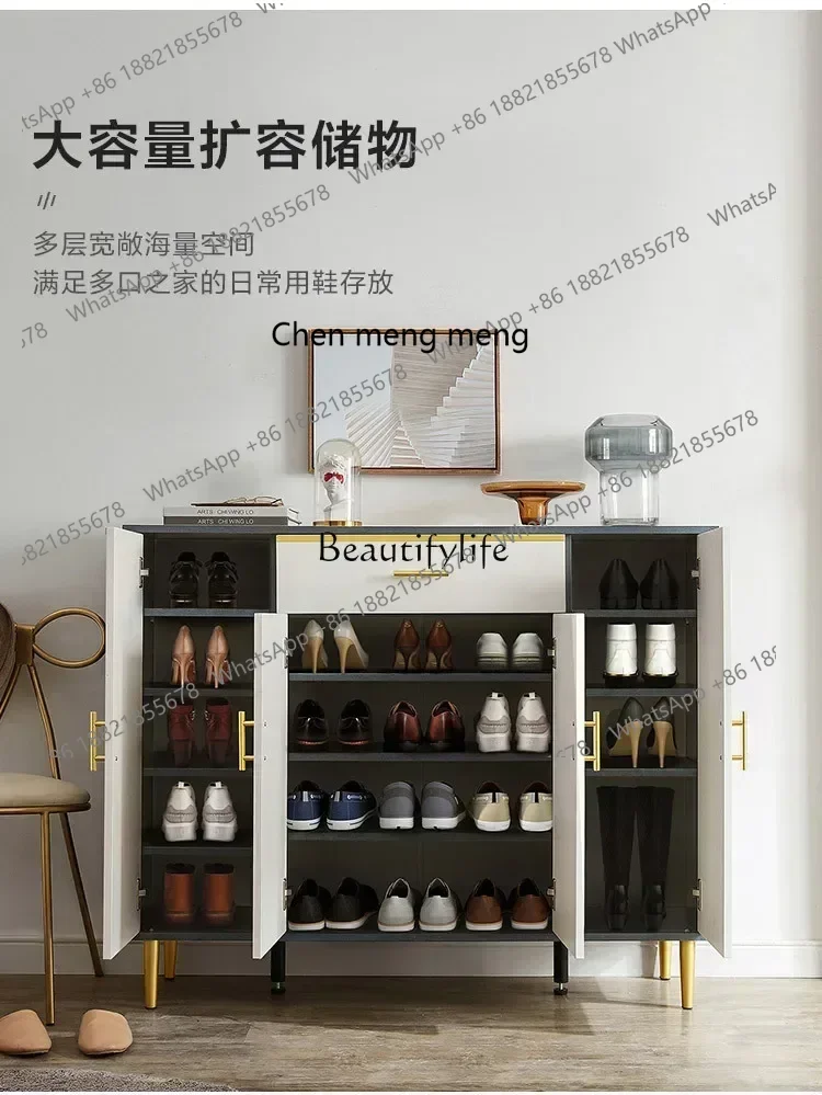 New style Light luxury home shoe cabinet door large capacity balcony storage locker ss 8617