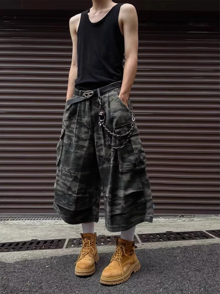 

Мужские летние тонкие джинсы-брюки в стиле американского ретро с камуфляжным принтом, повседневные, свободного кроя, в уличном стиле, рабочая одежда