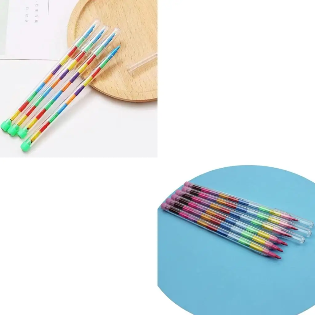 10/24Pcs Kid Stackable Crayon Pencils Party Favor Building Block
