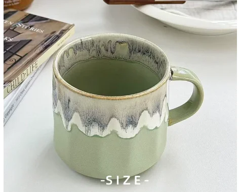 Japanese Premium Ins Style Retro Heavy-duty Color Contrast Ceramic Mug Coffee Tea Cup 380ml