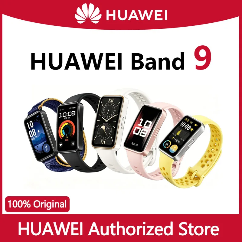 Huawei Band 9 Smartwatch Pulseira Fitness Monitor de Frequência Cardíaca e Oxigênio no Sangue 1.47 AMOLED 5ATM à Prova d'Água Longa Duração da Bateria
