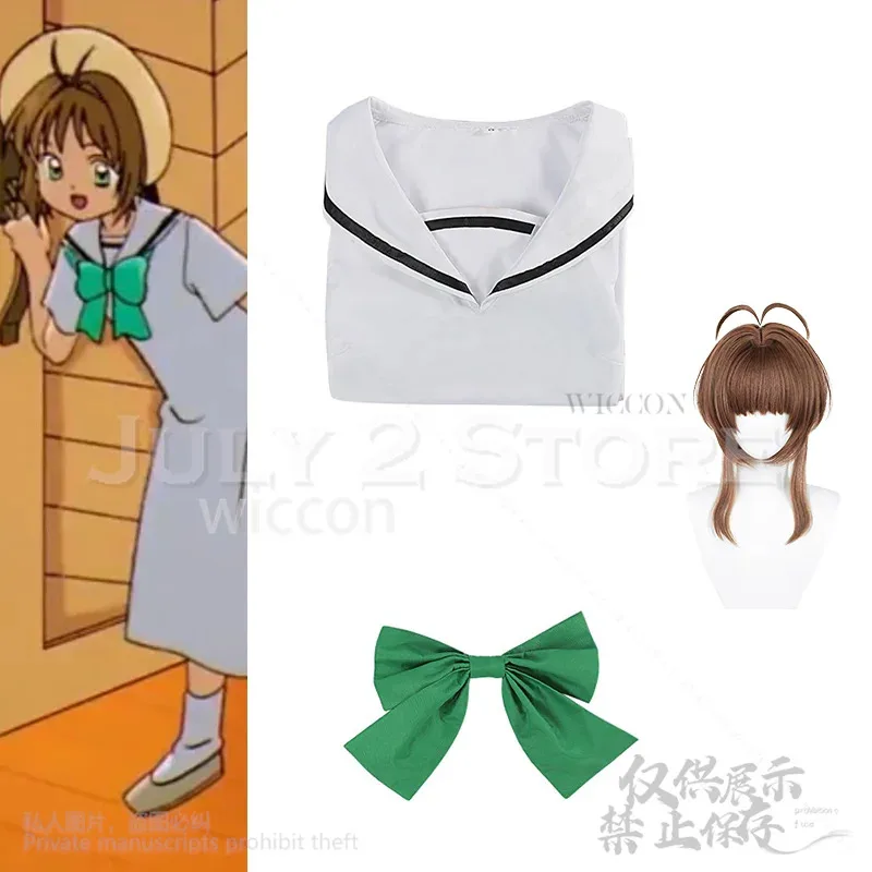 

asdh8@KINOMOTO SAKURA Cosplay Japanese Long JK School Dress Cute Sailor anime Uniform Kawaii Girls Jirai Kei Wigs Sa Cospl