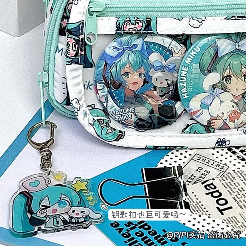 New Hatsune Miku Cute Anime Cartoon Miku Multifunctional Large Capacity Pen Bag Kawaii Learning Stationery Stationery Box Gift