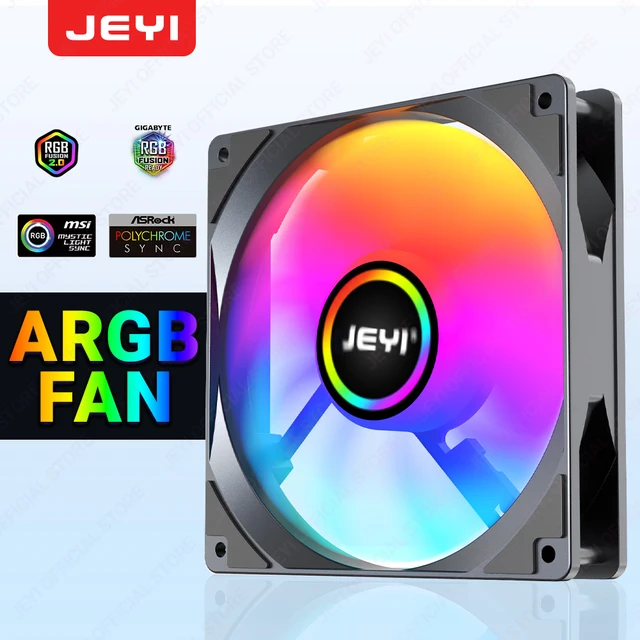 JEYI 120mm PC ARGB Wentylator chłodzący AURA SYNC RGB Wentylatory komputerowe Ultra cichy radiator Ventilador z 4-pinowym PWM i portem ARGB 5V 3PIN