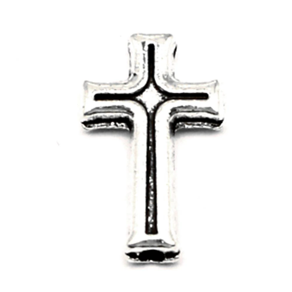 20pcs 10x17mm Crosses Small Hole Beads Woman Pendant Make Accessories Jewelleri Antique Silver Color