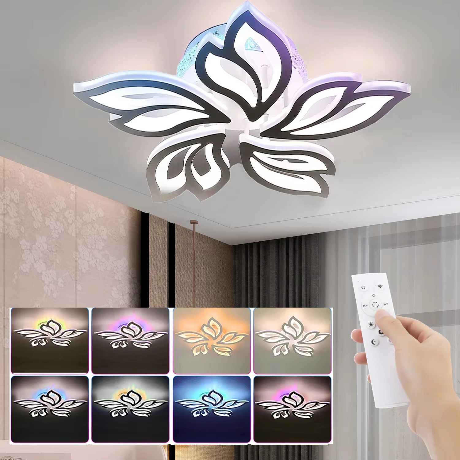 54W LED-Deckenleuchte mit RGB-Farbwechsel-Rückleuchte, dimmbar mit Fernbedienung