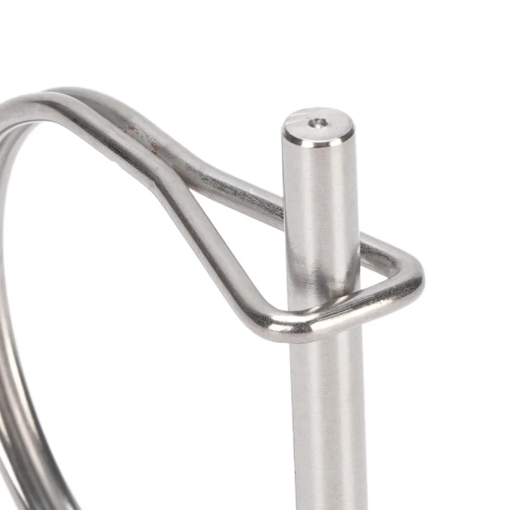 2PCS Practical 304 Stainless Steel Safety Coupler Pin Universal D Type Shape Shaft Locking Pin Silver Extended Length PTO Pin
