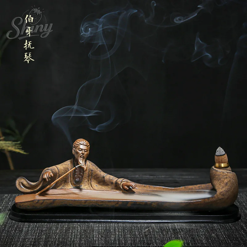 

Household Indoor Yu Bo Ya Plays The Zither Zhiyin Incense Burner Ceramic Crafts Tea Ceremony Ornaments Reverse Incense Burner