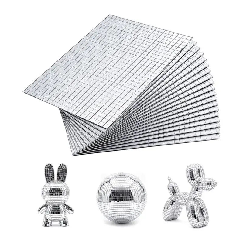 AAAN-18Pcs Self-Adhesive Mirror Mosaic Tiles, Mirror Mosaic Self-Adhesive Set For DIY Décor, Silver