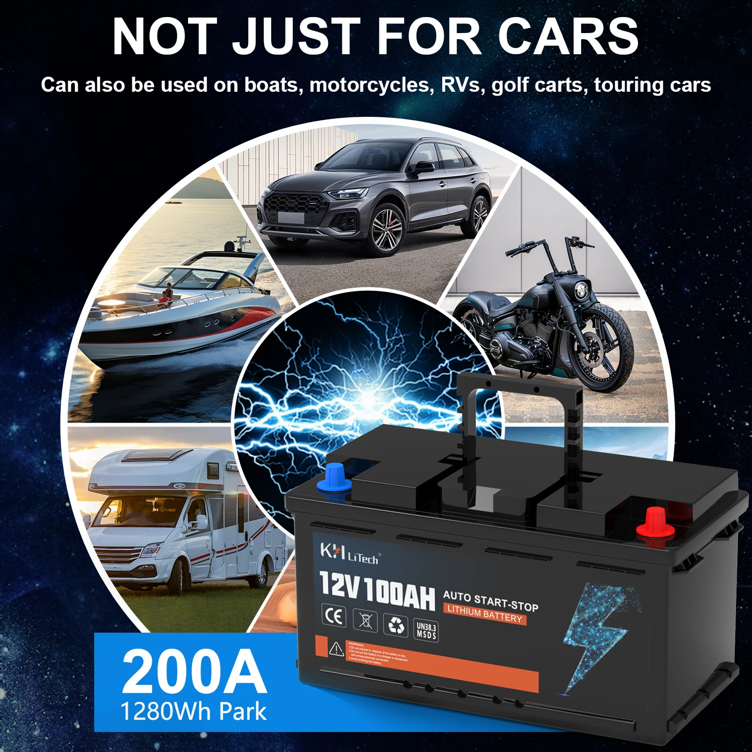 12V Car Starting Battery Auto Power Bank 45Ah 100Ah Lifepo4 Lithium Iron Phosphate Batteries for Petrol Diesel vehicle Engines