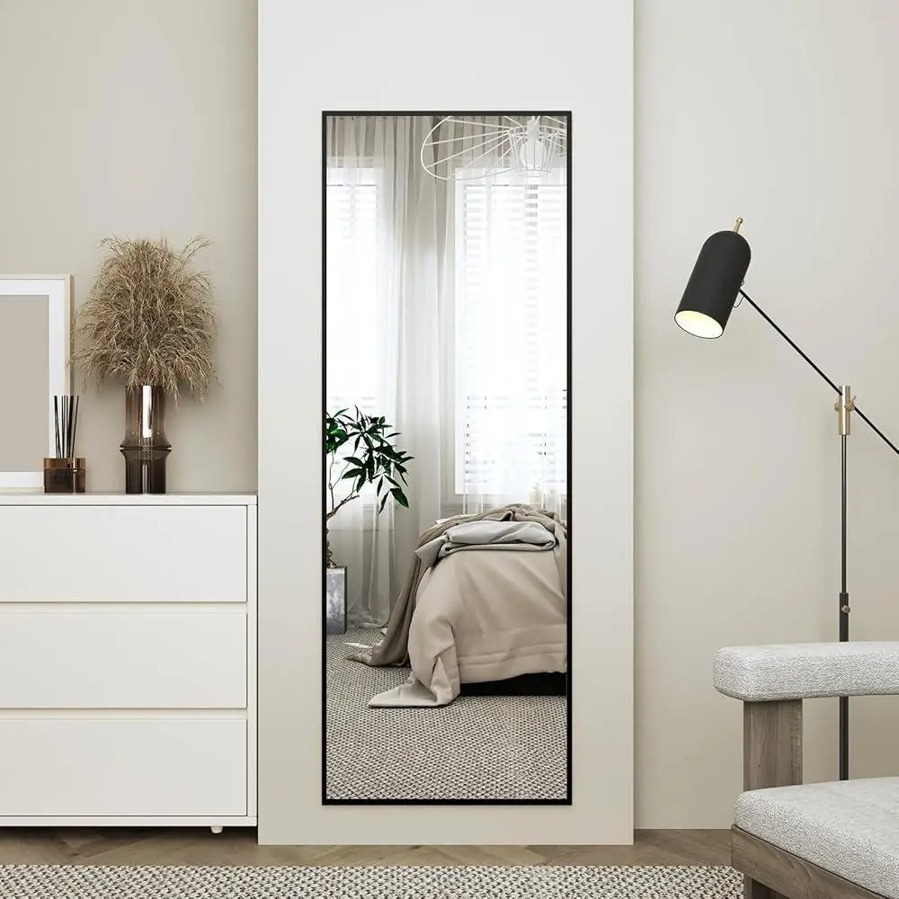 Full Length Mirror Standing Mirror Full Body Mirror Large Leaning Mirror Explosion-Proof Glass Rectangular Design Easy Install