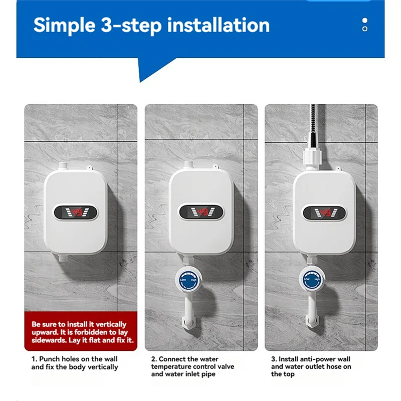 

Electric Shower Heads Thermostatic Shower Heads Set Temperature Adjustable Bathroom Waterproof Instant Water Heating EU Plug