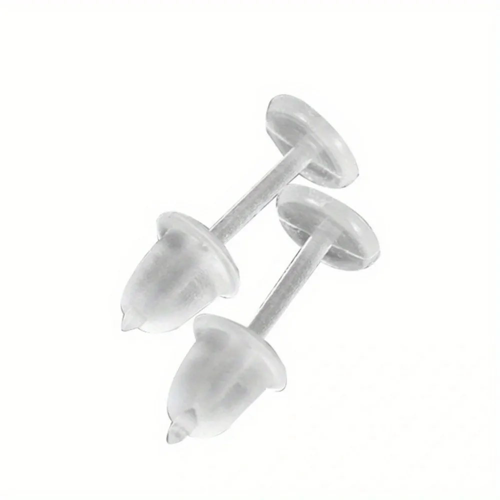50pcs Hypoallergenic Transparent Plastic Stud Earrings Set