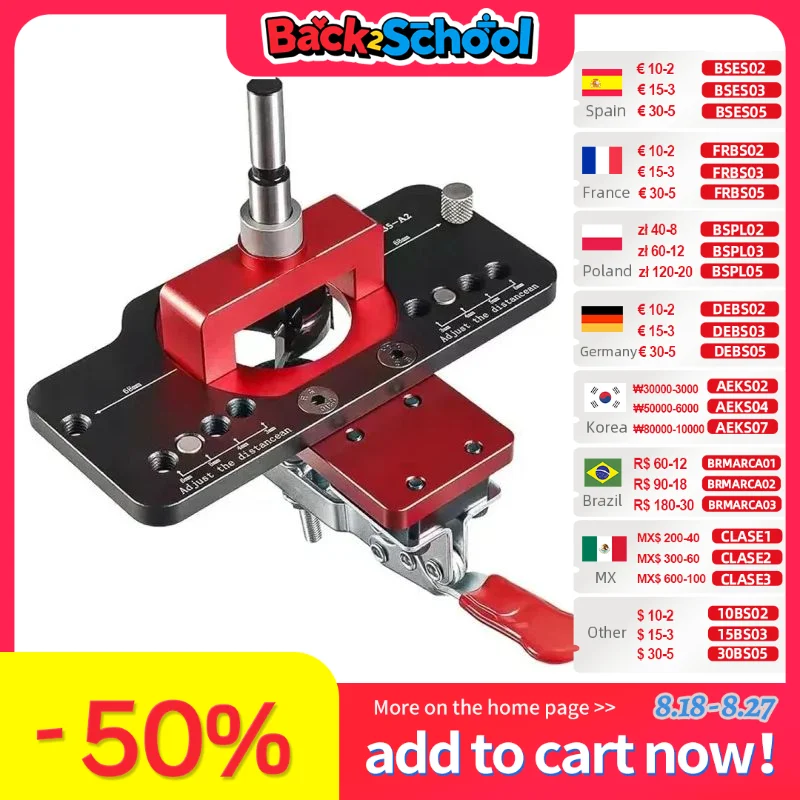 

Allsome 35mm Concealed Hinge Jig Kit Woodworking Hole Drilling Guide Locator,Aluminum Alloy Hole Opener Tools Puncher Template