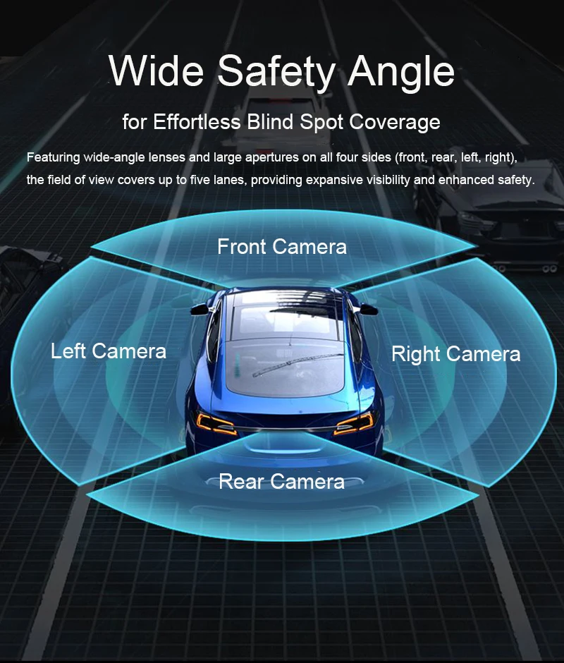 Streaming-Dashcam mit 4 Linsen, Voll-Touchscreen, App-Steuerung, 24-Stunden-Parkmodus, Nachtsicht, Bewegungserkennung, G-Sensor, Zeitraffereffekt, Privatsphäre-Aufzeichnung – Detail 19