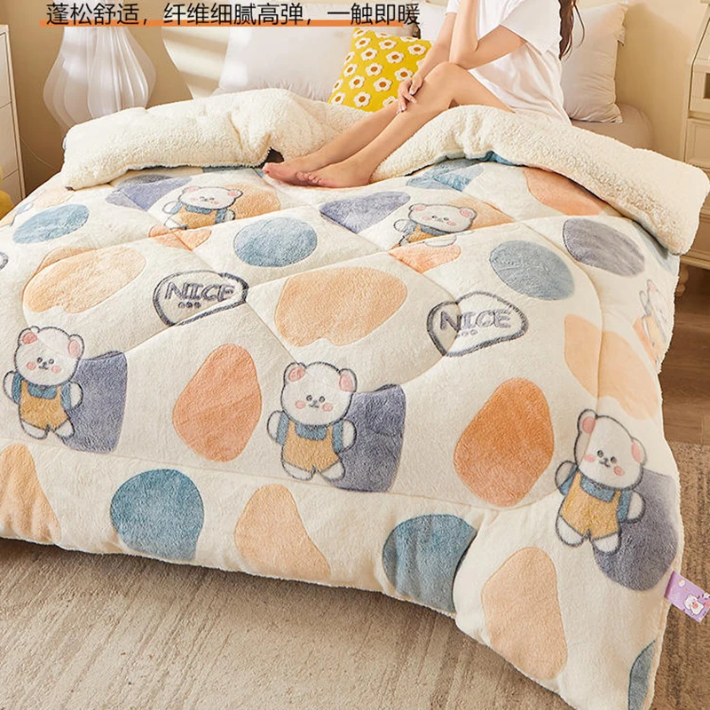 

Lamb fleece quilt winter thickened warm winter comforter core winter double sided fleece air conditioning quilt students