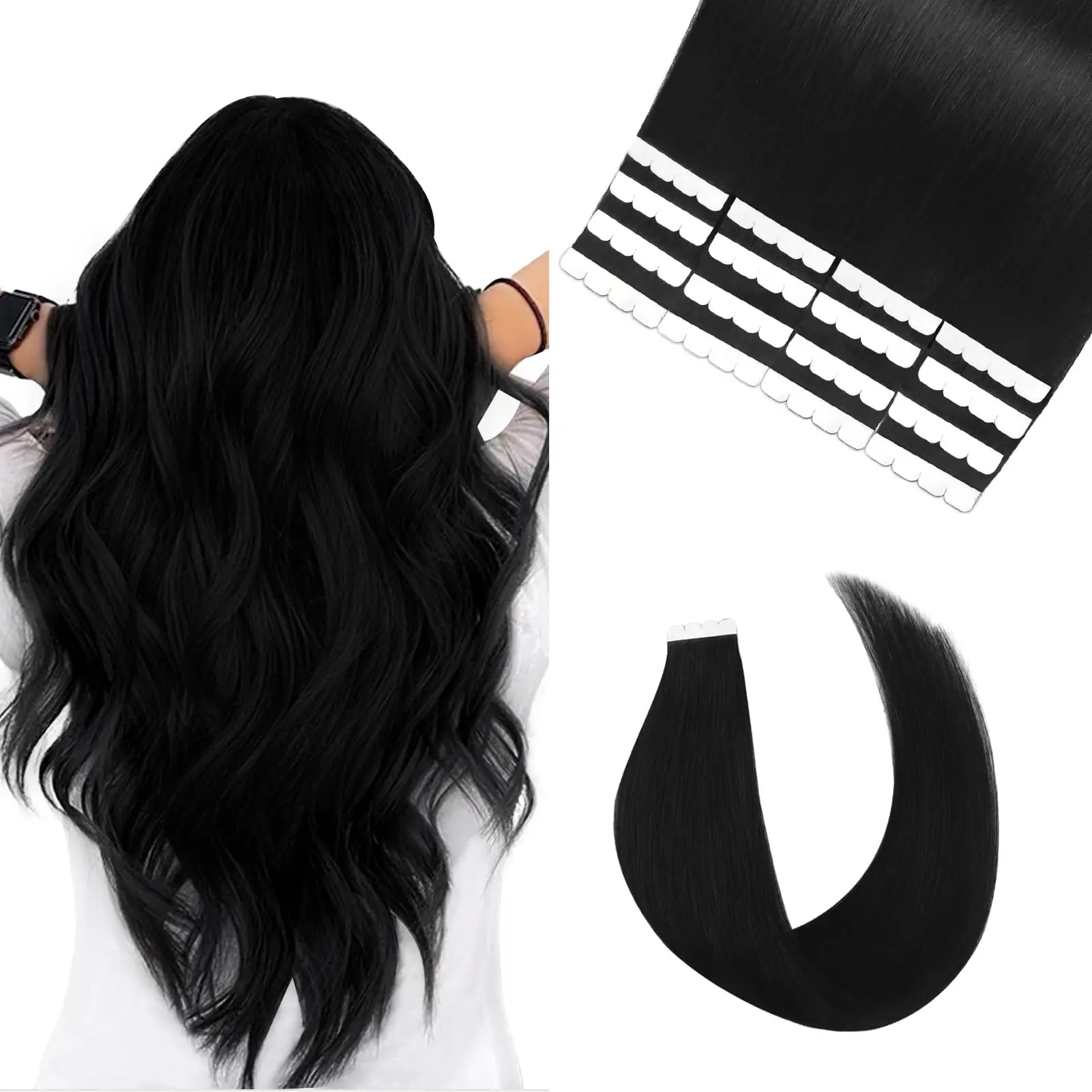 

Tape in Hair Extensions Human Hair 26 Inch 16pcs Invisible Tape in Extensions Remy Human Hair Straight Seamless Mini Tape ins