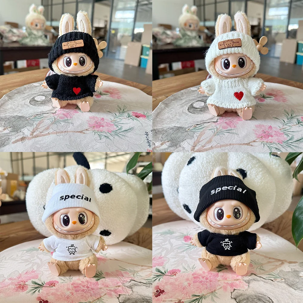 17cm Mini Plush Doll Clothes Casual Outfit Accessories For Labubu Korea Idol V1 V2 sitting party two-piece suit Clothing Gift