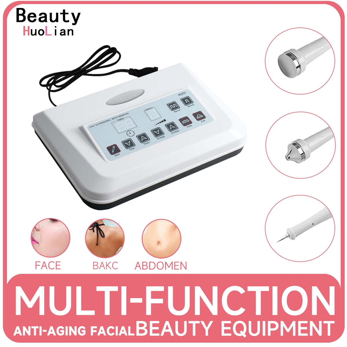 

3 In 1 Ultrasonic Facial Machine Spot Tattoo Removal Anti Aging Ultrasound Face Body Massager Skin Deep Cleaning Beauty Device