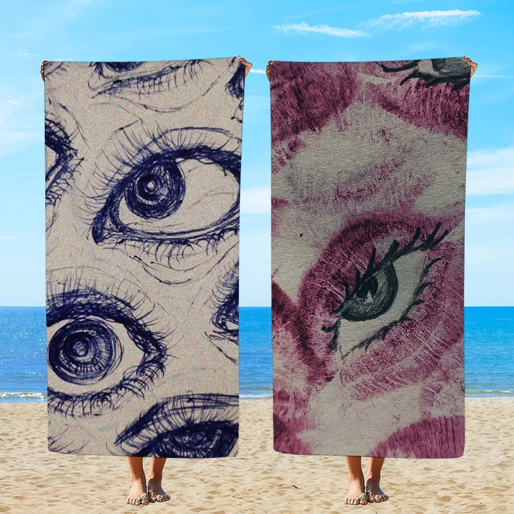 Multiple Pairs Of Eyes Towel Beach Oversized Soft Ultra Absorbent Quick Drying Large Pool Travel Camping Bathroom