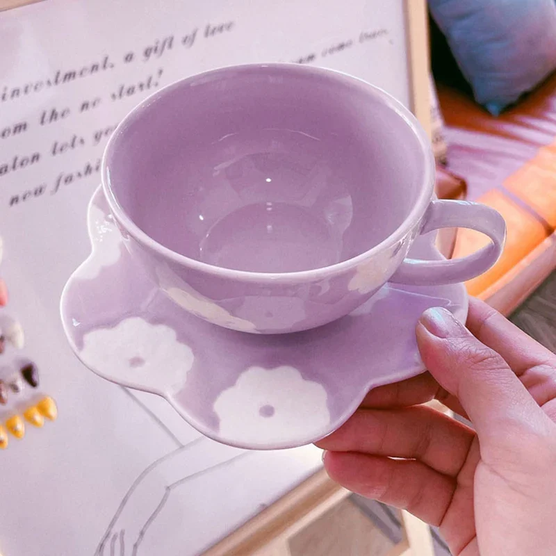 الرجعية الخزف فنجان القهوة والصحن النمط الياباني خمر فنجان القهوة زهرة جميلة السيراميك لوكس فينكان تاكيمي فنجان الشاي مجموعة #5