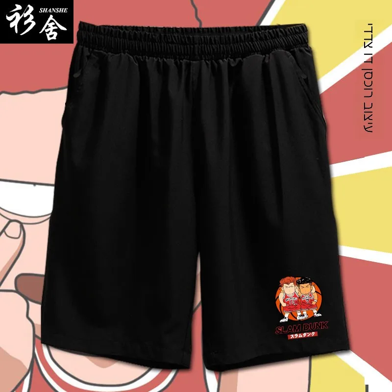 Quick Dry Basketball Shorts Men's Q Version Anime Basketball Shorts Five-Quarter Pants Loose Fit Sporty Cartoon Pattern