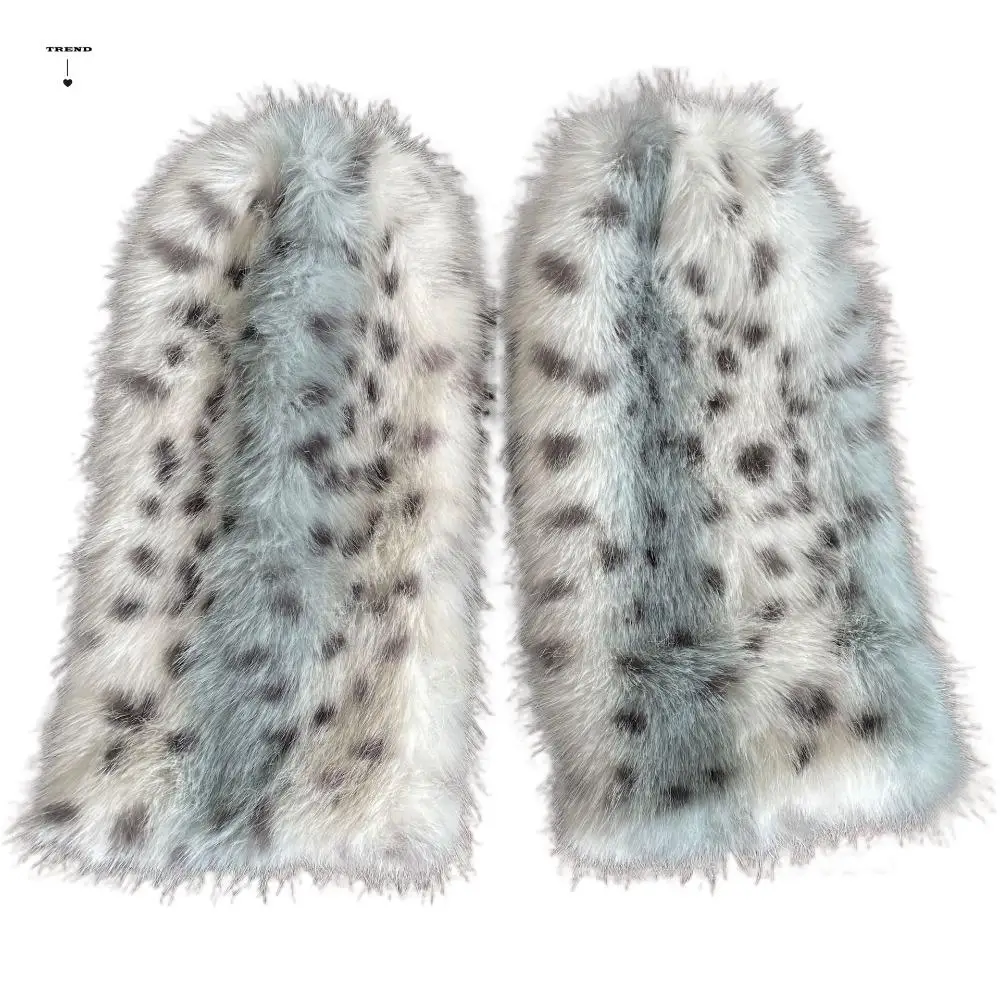 

Fashion Leopard Winter Leg Warmers Foot Cover Kawaii Furry Leg Warmers Y2k Lolita JK Long Stockings Accessories