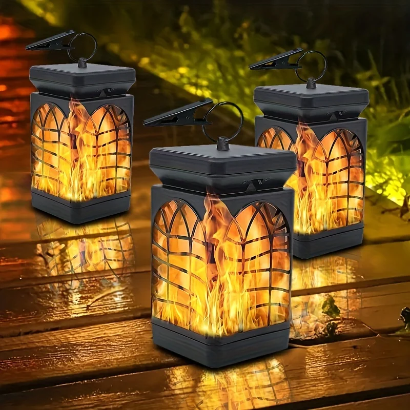 4pcs Solar Lantern, Solar Outdoor Lights With Flickering Flame Outdoor Halloween Decorations, Mini Solar Powered