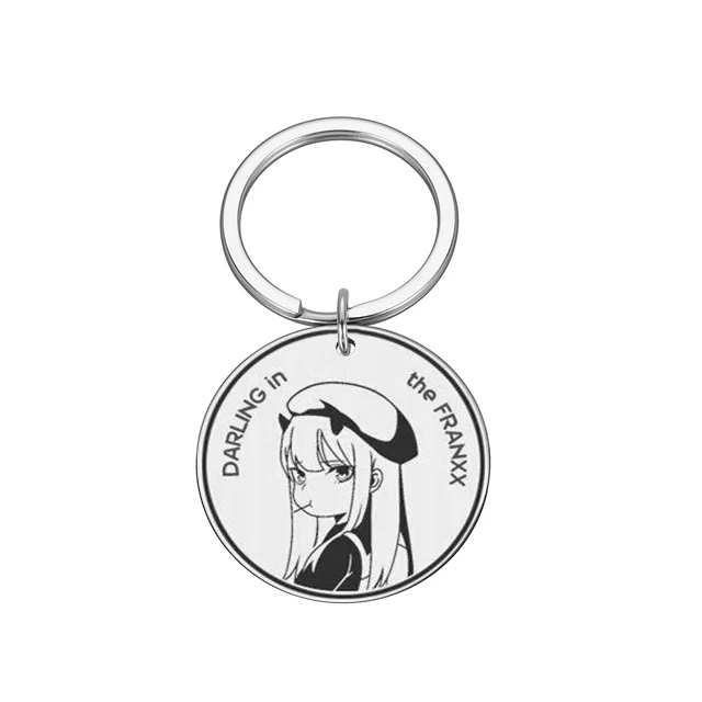 أنيمي حبيبي رمز الطابع 002 صفر اثنين المفاتيح الشيطان القرن قلادة الفولاذ المقاوم للصدأ كيرينغ للنساء الرجال المجوهرات هدية #6