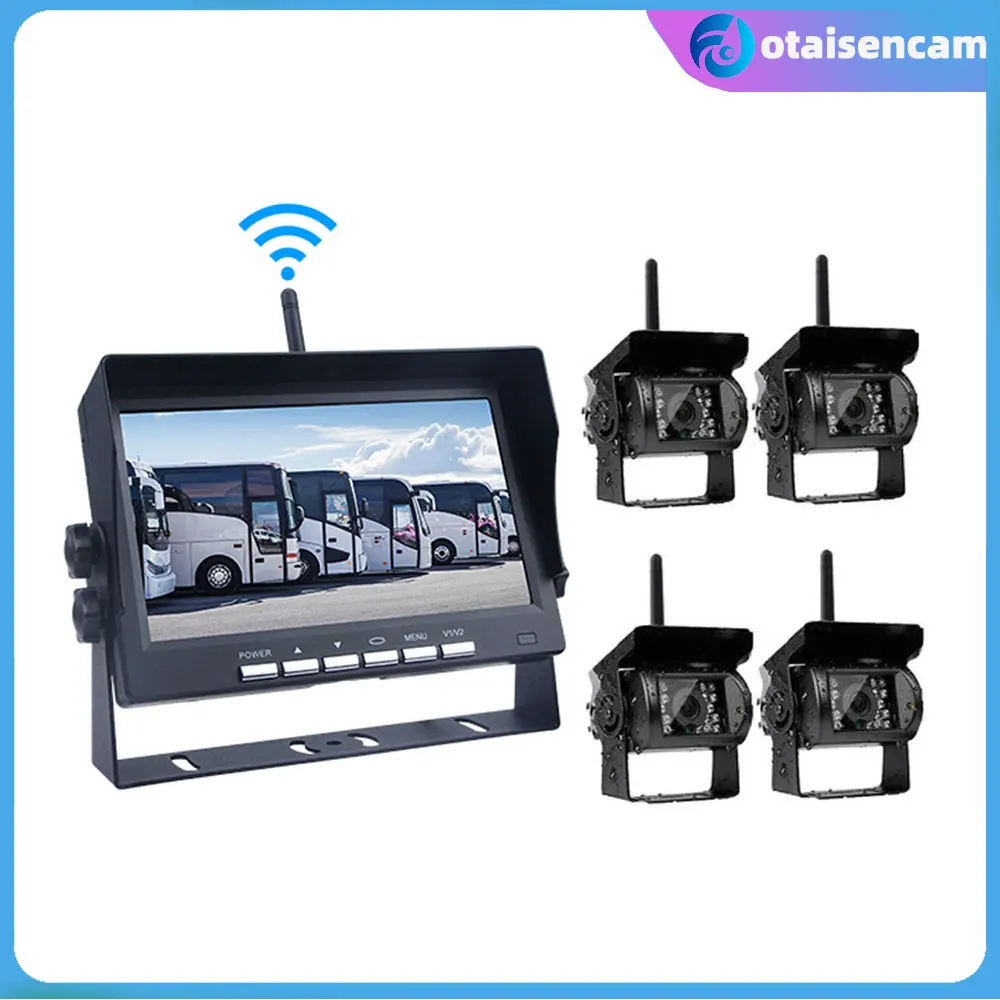 Vehicle HD Night Vision On-board Monitoring Camera Wireless Reverse Image 7 inch Color Display Camera 4-way