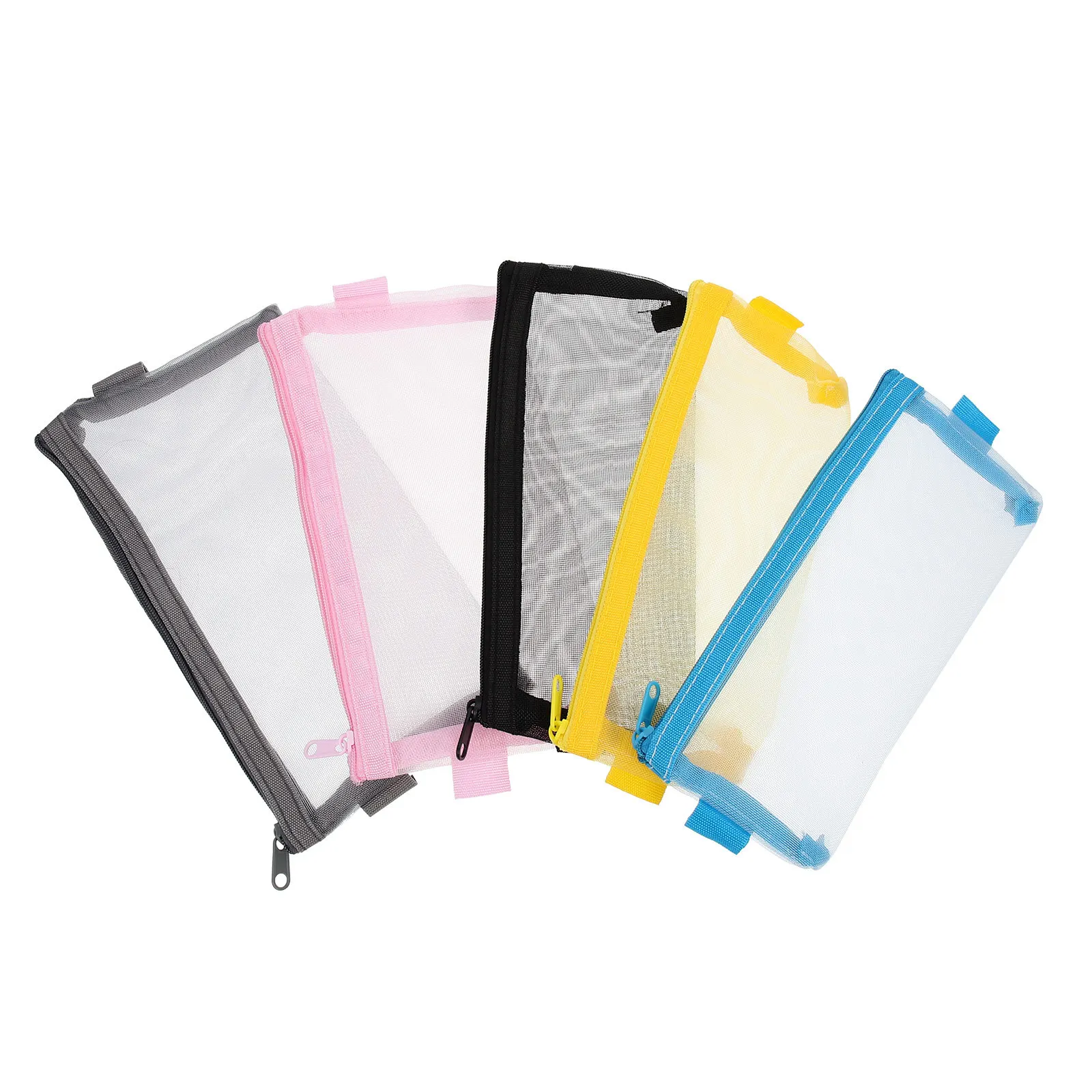 5 قطع من أكياس أقلام الرصاص ذات سعة كبيرة منظم قرطاسية محمول بسحاب مقلمة لتخزين أقلام المكتب والطلاب والمعلمين