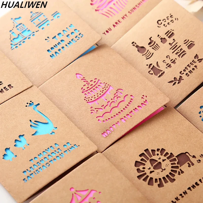 10pcs/Handmade Greeting Cards, New Year Cards, Hollowed Out Creative Love Gift Cards