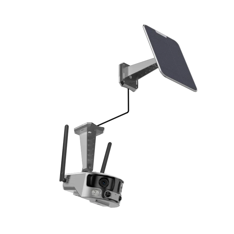 180 graden menselijke detectie 4K IP Cam Outdoor Dual Lens Wifi Zonne-energie 18000 mah Batterij Schijnwerper Nachtzicht Fisheye Camera