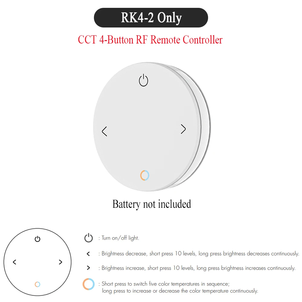 CENFAYA Bluetooth & RF 2CH LED Controller DC12V 24V Smart Dimmer Match mit RF 2,4G Fernbedienung für WW CW NW CCT LED Streifen 3