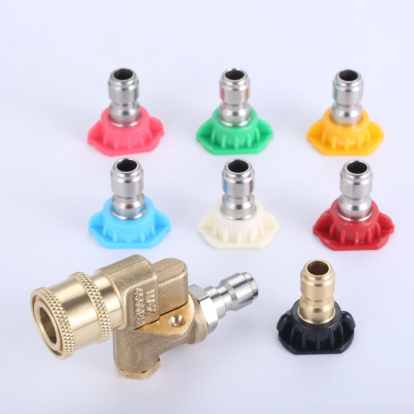 8Pcs/set Universal Power Pressure Washer Spray Nozzle Tips w/Quick Connect Pivot Adapter Coupler 180 Degrees w/5 Rotation Angles