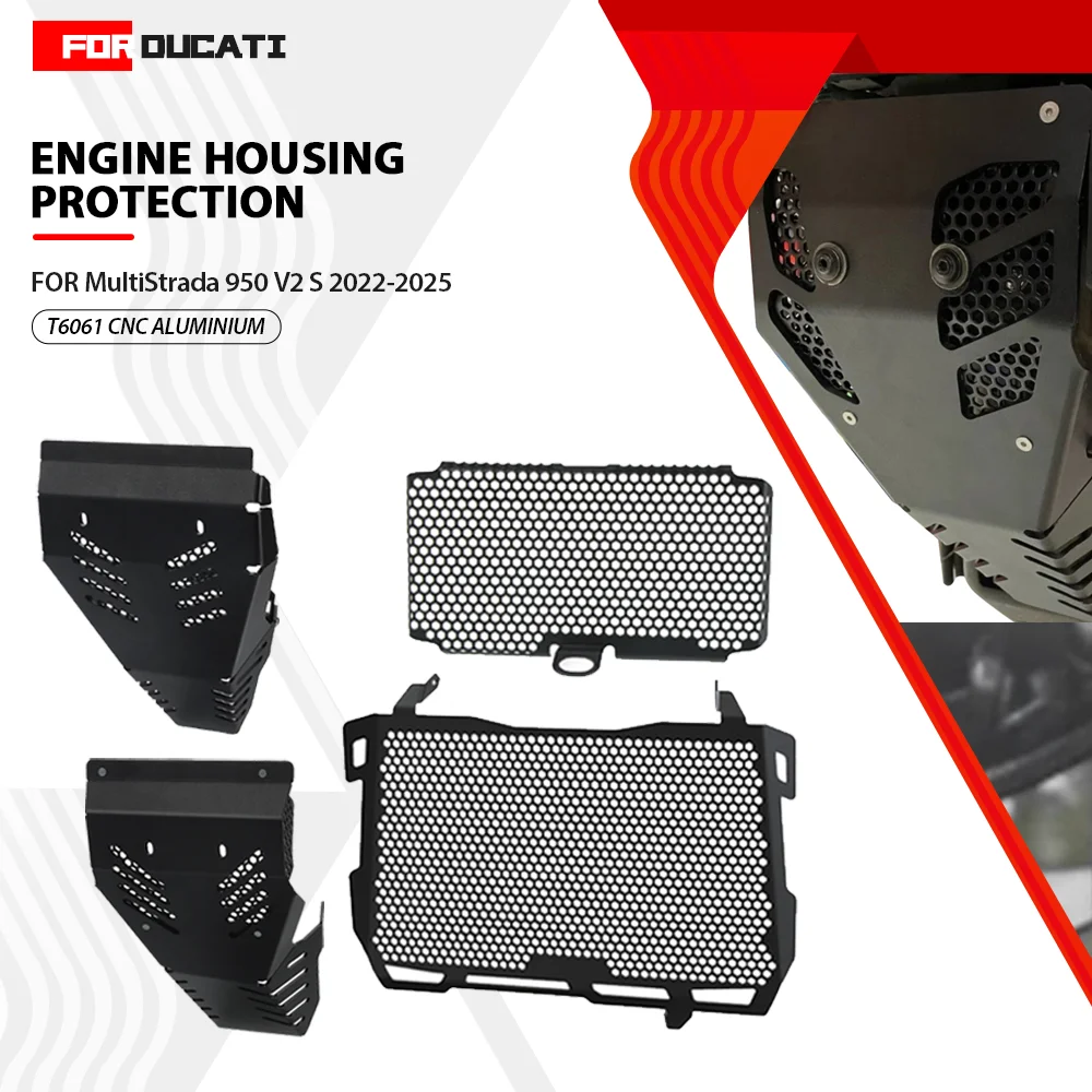 

2024 For Ducati MultiStrada V2 S 2022-2025 950S 950 S 2017-2021 Motorcycle Radiator Grille Cover Oil Cooler Guard Protection Set