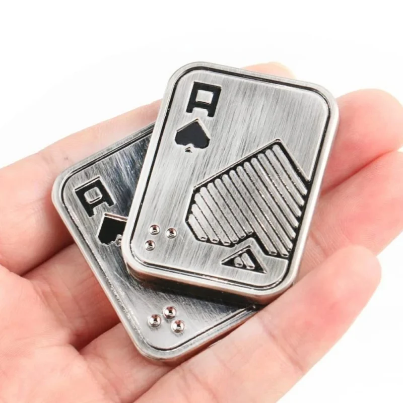 

Metal Push Slider Stress Relief Pushing Cards Toy Anti Stress EDC Top Spinning Poker Toys Portable Decompress Magnetic Toys Gift