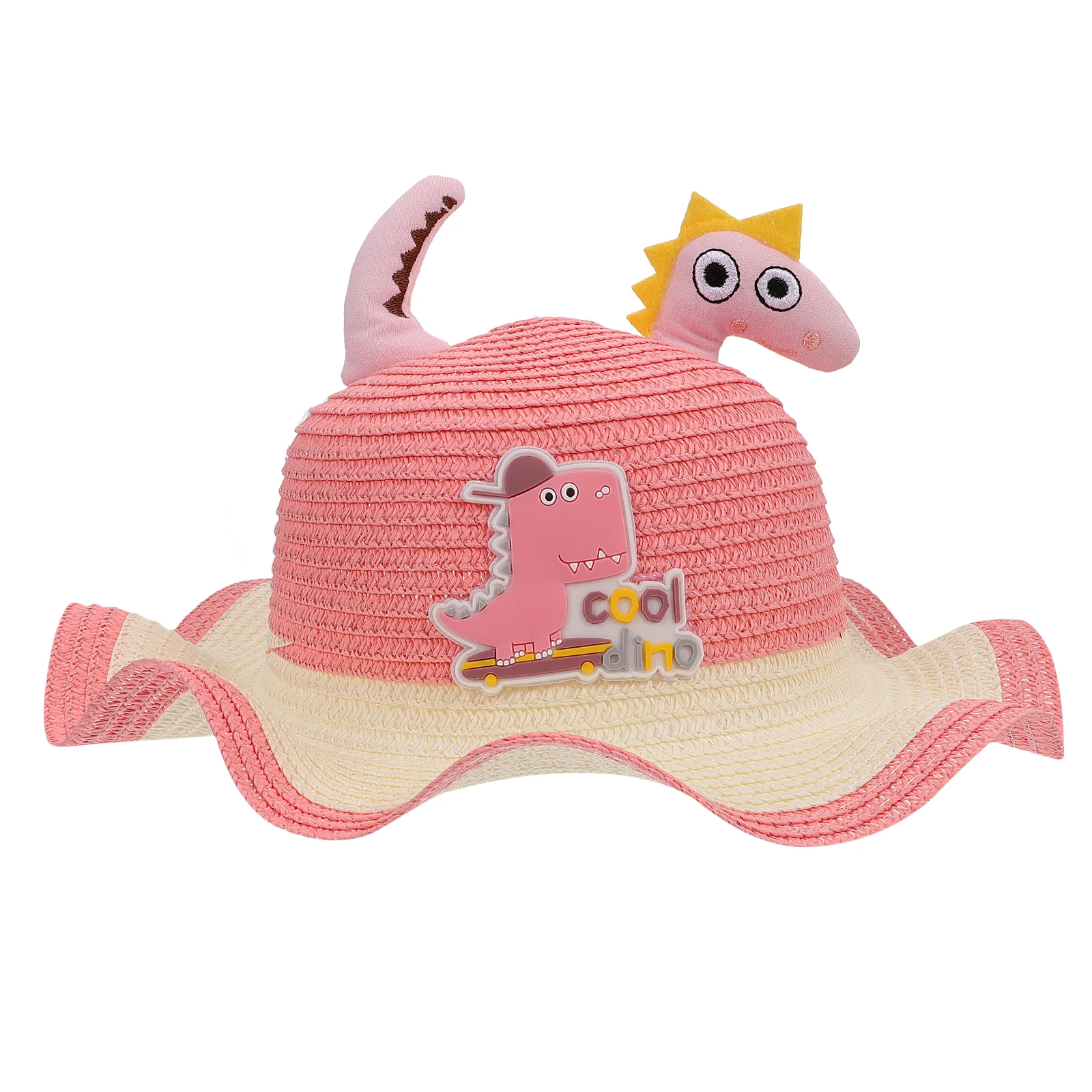 

Straw Sunhat Dinosaur Straw Hat Shape Handmade Boys Girls Durable Hat Toddler Beach Vacation Outdoor Practical