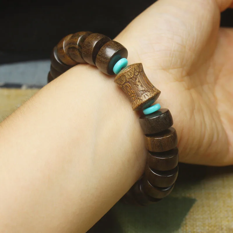 Wood Hollow Bead Beads Bracelet Six Words Simple Bracelet Bracelet Men's Crafts Gift Beads